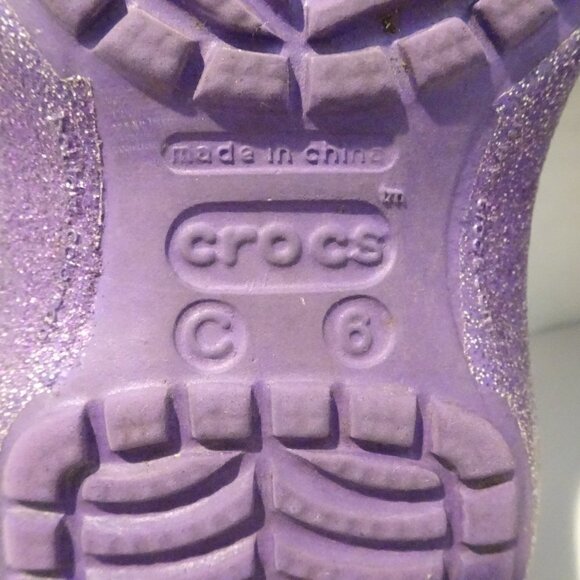 CROCS Purple Glitter Water Shoes Ballet Flats Size 6 - Picture 6 of 6